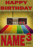 Retro Gaming Video Game Remote THEME INSPIRED Kids Adult Personalised Birthday Card