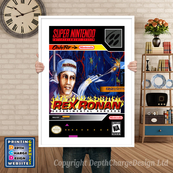 Rex Ronan Super Nintendo Game Inspired Theme Retro Gaming Poster