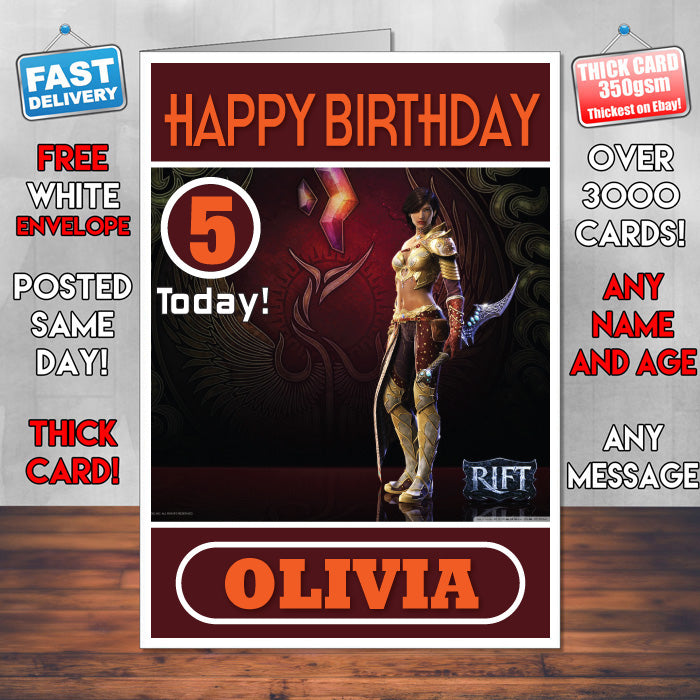 Personalised Rift 3 Inspired Style Game Kids Inspired Birthday Card (SA)