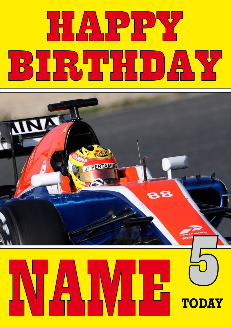 Personalised Rio Haryanto F1 THEME INSPIRED PERSONALISED Kids Adult Birthday Card 4