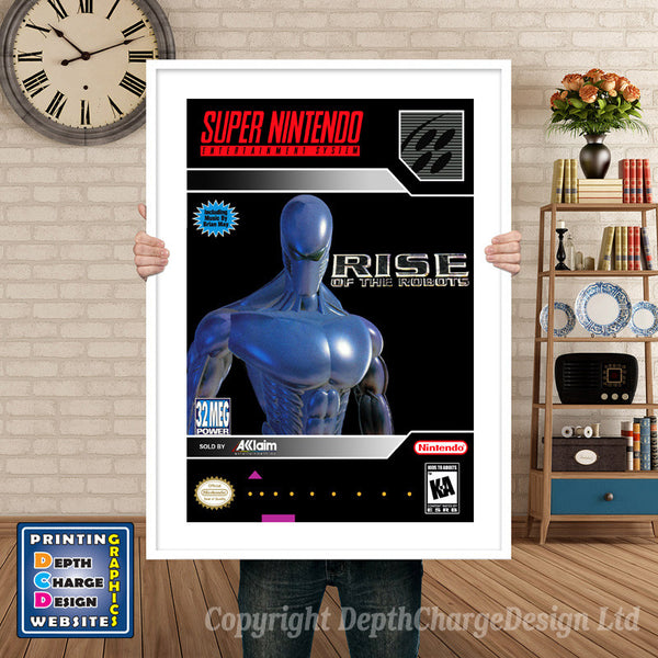 Rise of the Robots Super Nintendo Game Inspired Theme Retro Gaming Poster
