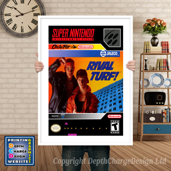 Rival Turf Super Nintendo Game Inspired Theme Retro Gaming Poster