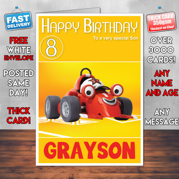 Roary 1 Style Theme Personalised Kidshows Birthday Card (SA)