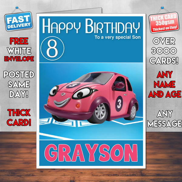 Roary 4 Style Theme Personalised Kidshows Birthday Card (SA)