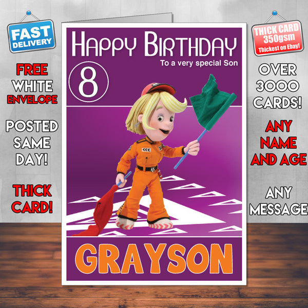 Roary 5 Style Theme Personalised Kidshows Birthday Card (SA)