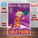 Roary 5 Style Theme Personalised Kidshows Birthday Card (SA)