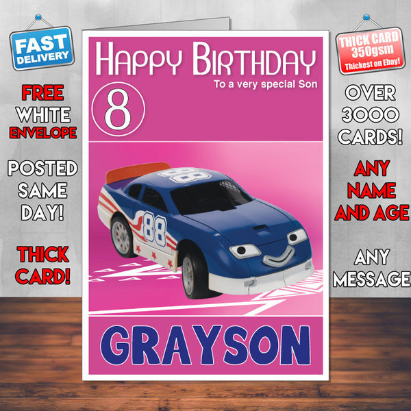 Roary 6 Style Theme Personalised Kidshows Birthday Card (SA)