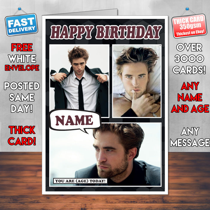 Robert Pattinson Personalised Celebrity Birthday Card New 2017