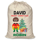 PERSONALISED Cartoon Inspired Super Hero Robin DAVID - XL Children's Christmas Santa Sack CUSTOMISE Present