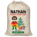 PERSONALISED Cartoon Inspired Super Hero Robin NATHAN - XL Children's Christmas Santa Sack CUSTOMISE Present