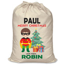 PERSONALISED Cartoon Inspired Super Hero Robin PAUL - XL Children's Christmas Santa Sack CUSTOMISE Present