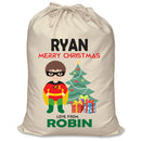 PERSONALISED Cartoon Inspired Super Hero Robin RYAN - XL Children's Christmas Santa Sack CUSTOMISE Present