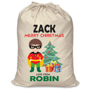 PERSONALISED Cartoon Inspired Super Hero Robin ZACK - XL Children's Christmas Santa Sack CUSTOMISE Present