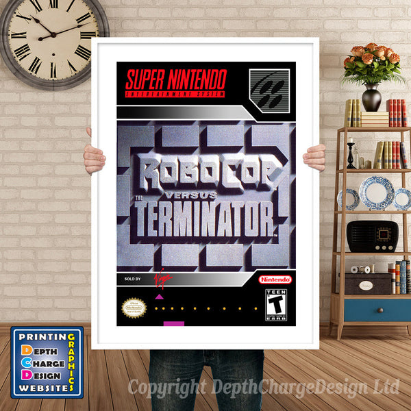 Robocop Vs Terminator Super Nintendo Game Inspired Theme Retro Gaming Poster