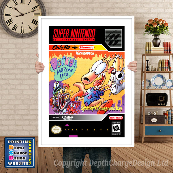 Rocko's Modern Life Super Nintendo Game Inspired Theme Retro Gaming Poster