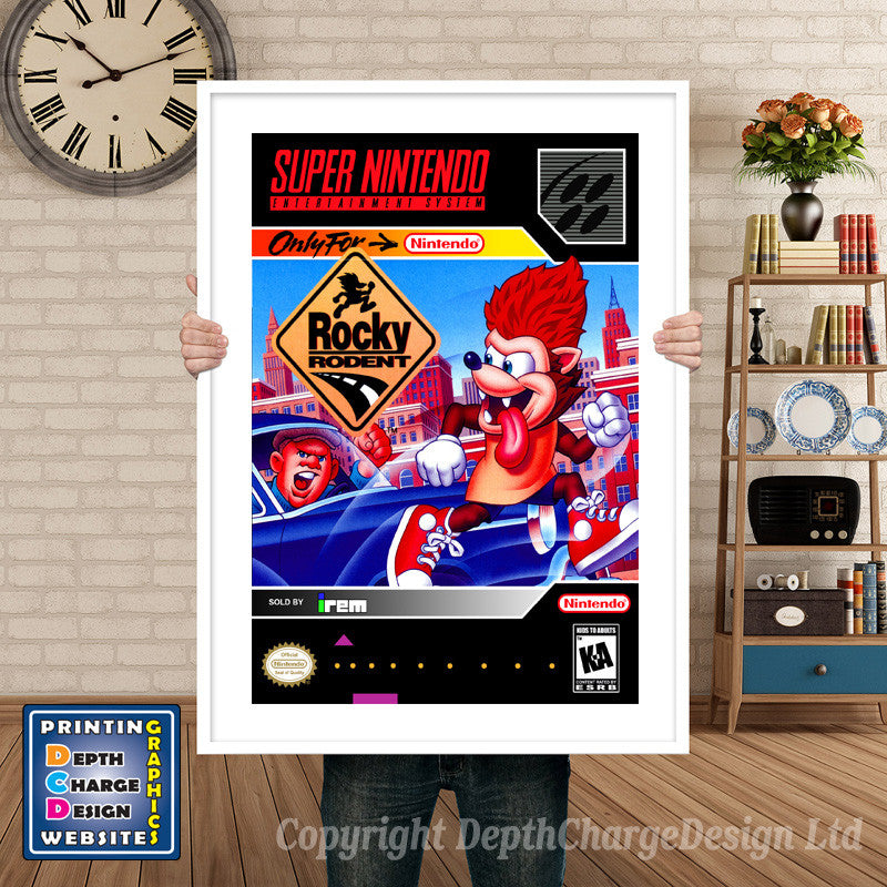 Rocky Rodent Super Nintendo GAME INSPIRED THEME Retro Gaming Poster A4 A3 A2 Or A1