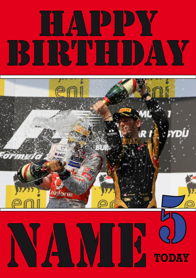 Personalised Romain Grosjean F1 THEME INSPIRED PERSONALISED Kids Adult Birthday Card 2