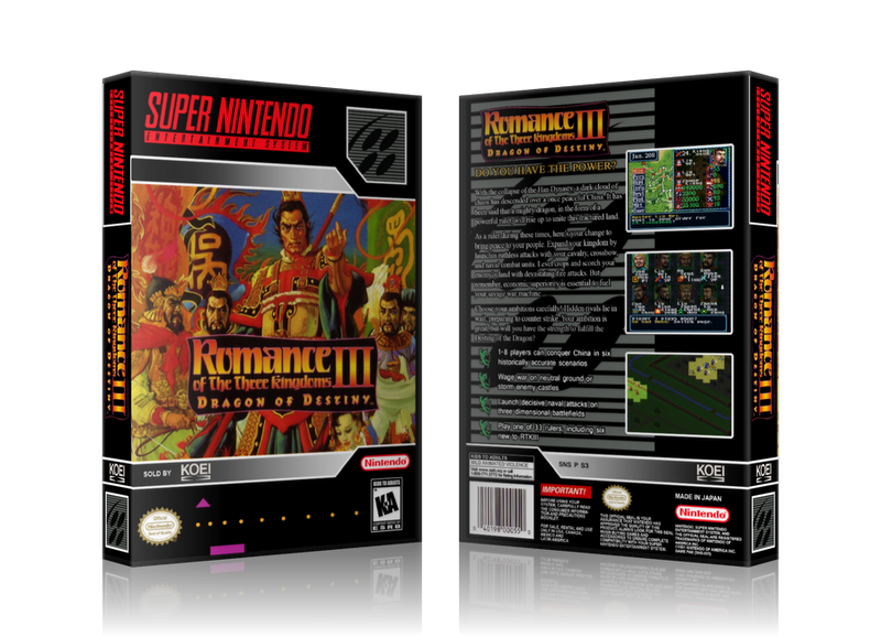 Romance Of The Three Kingdoms III Replacement Nintendo SNES Game Case Or Cover