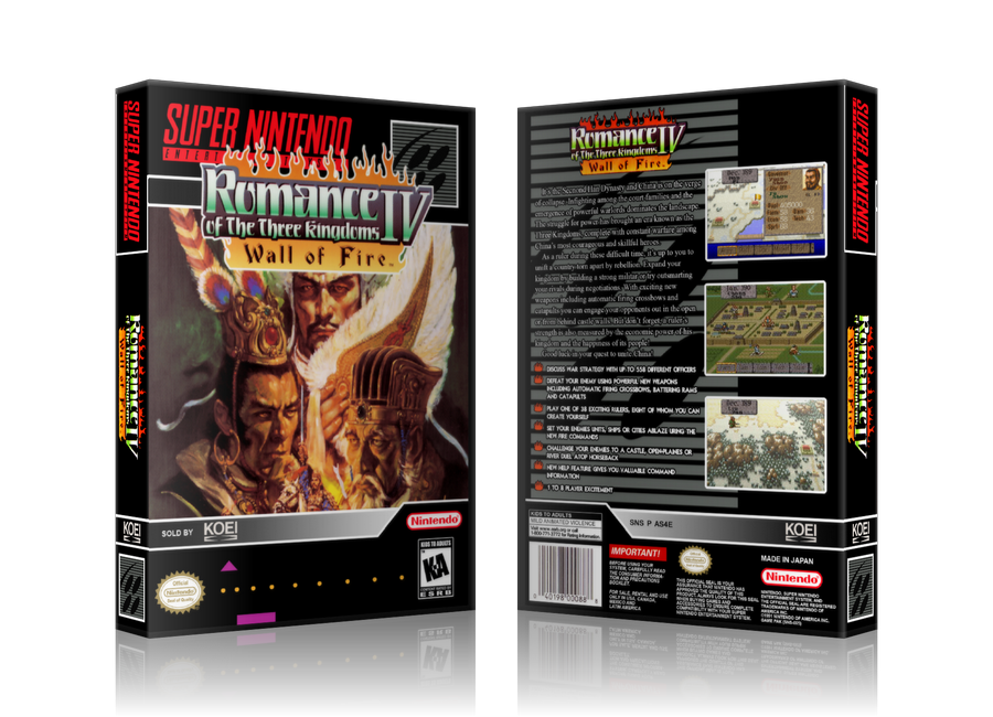 Romance Of The Three Kingdoms IV Replacement Nintendo SNES Game Case Or Cover