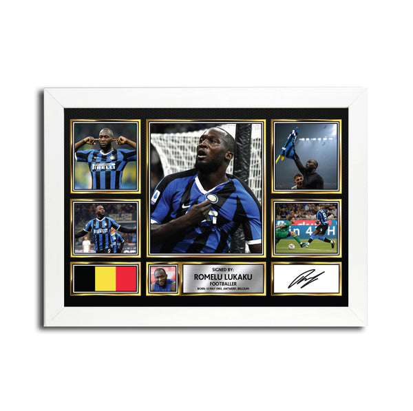 Romelu Lukaku MC1662 – Black Frame Printed Signature Football Poster