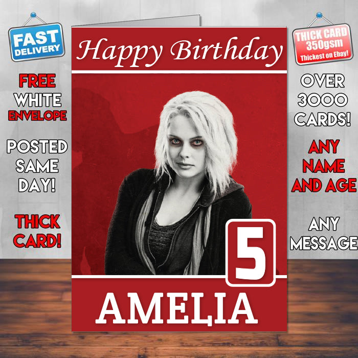 Rose Mciver Izombie Theme Style Personalised Kids Inspired Movie Birthday Card (SA)