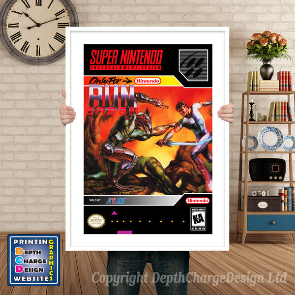 Run Saber Super Nintendo Game Inspired Theme Retro Gaming Poster