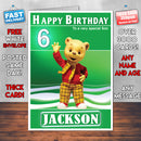 Rupert Bear 1 Style Theme Personalised Kidshows Birthday Card (SA)