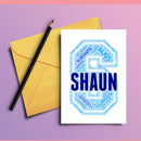 Personalised Name Word Art Poster Print Blue Letter S