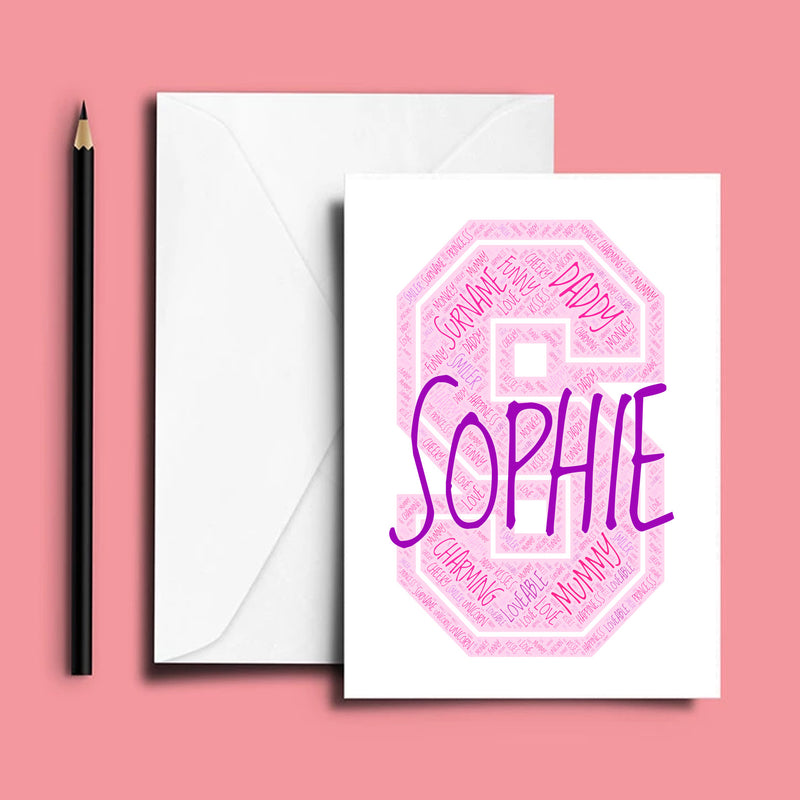 Personalised Name Word Art Poster Print Pink Letter S