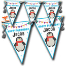 S017 BUNTING PENGUIN Personalised Custom Bunting Premium Party Decorations  (Standard Bunting (14.8cm X 21cm))