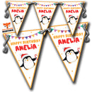 S019 BUNTING PENGUIN Personalised Custom Bunting Premium Party Decorations  (Standard Bunting (14.8cm X 21cm))