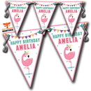 S020 BUNTING FLAMINGO Personalised Custom Bunting Premium Party Decorations  (Standard Bunting (14.8cm X 21cm))