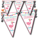 S021 BUNTING FLAMINGO 2 Personalised Custom Bunting Premium Party Decorations  (Standard Bunting (14.8cm X 21cm))