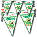 S026 BUNTING FUNNY PUG 2 Personalised Custom Bunting Premium Party Decorations  (Standard Bunting (14.8cm X 21cm))