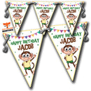 S030 BUNTING CHEEKY MONKEY Personalised Custom Bunting Premium Party Decorations  (Standard Bunting (14.8cm X 21cm))