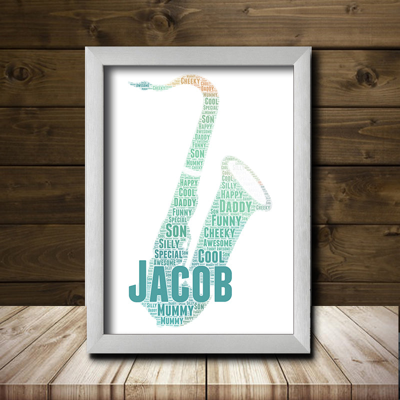 Personalised Saxophone 1 Word Art Poster Print