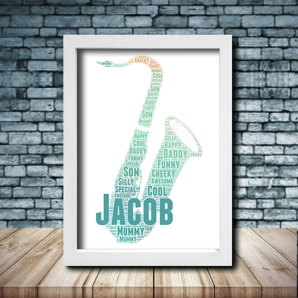 Personalised Saxophone 1 Word Art Poster Print