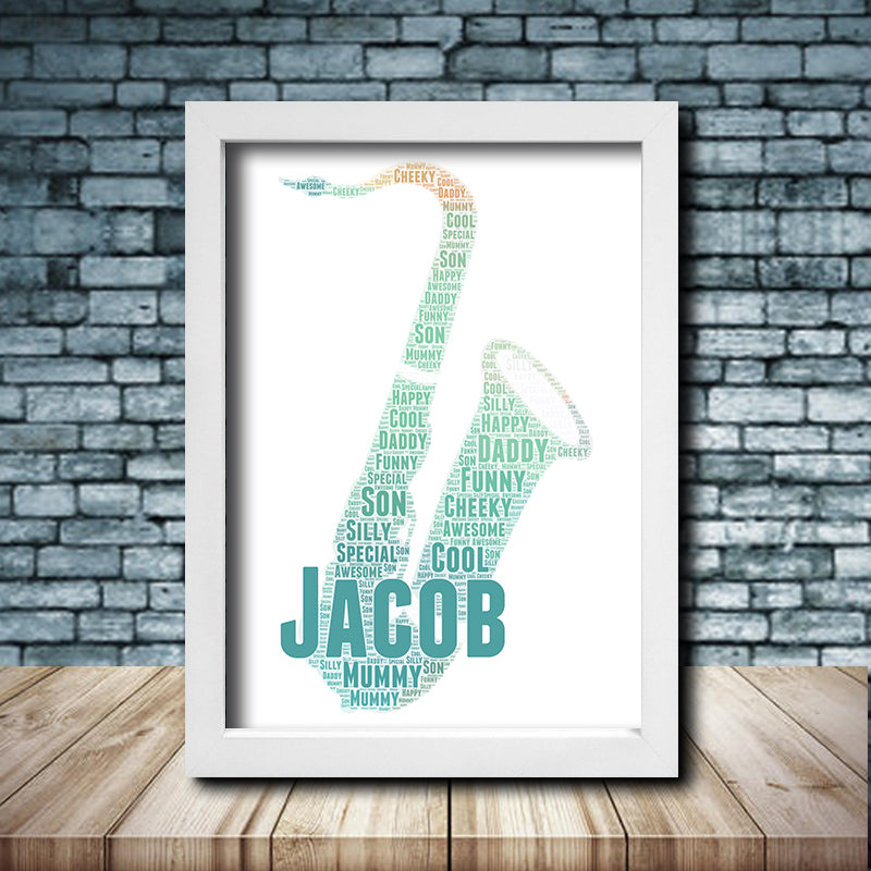 Personalised Saxophone 1 Word Art Poster Print