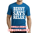 Says Relax White Custom Stag T-Shirt - Any Name - Party Tee