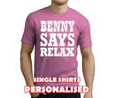 Says Relax White Custom Stag T-Shirt - Any Name - Party Tee