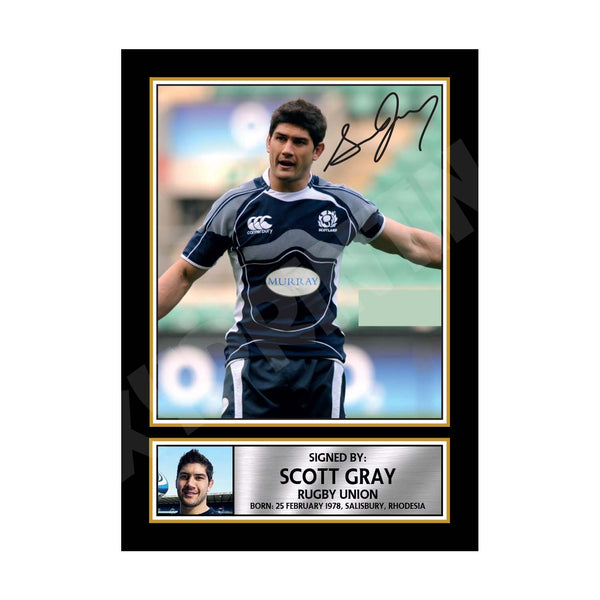 SCOTT GRAY 1 Rugby Player Printed Signature Print