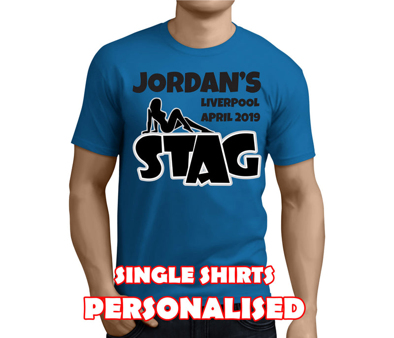 Sexy Silhouette Black Custom Stag T-Shirt - Any Name - Party Tee