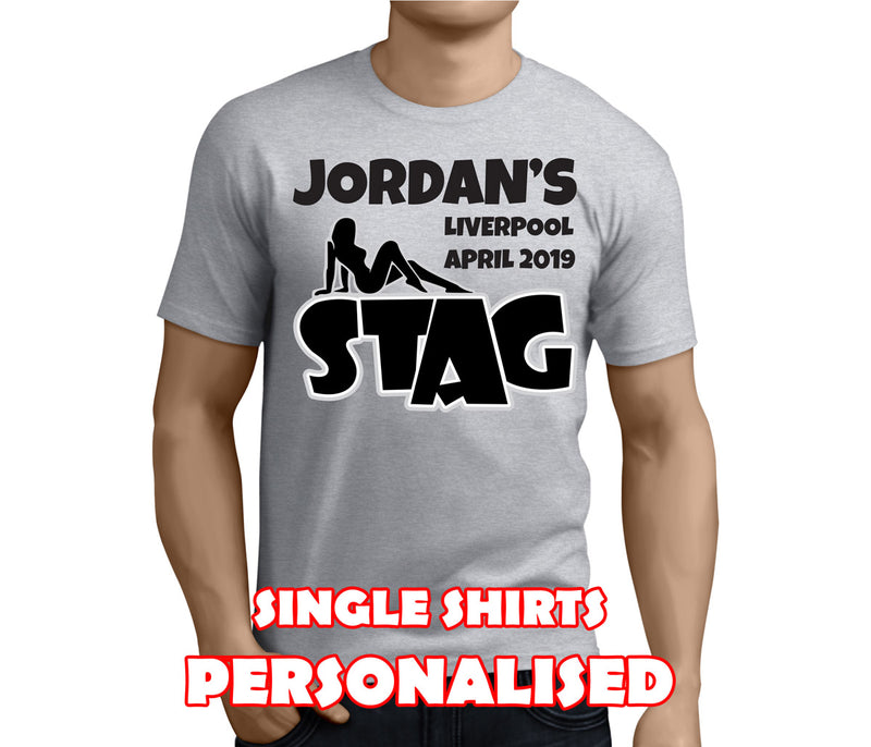 Sexy Silhouette Black Custom Stag T-Shirt - Any Name - Party Tee