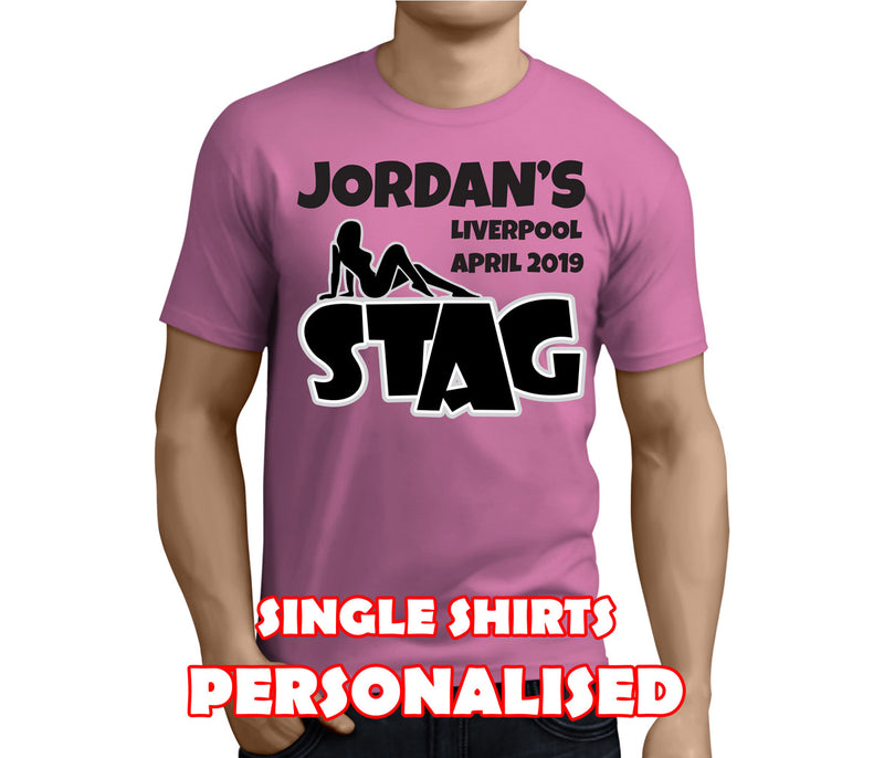 Sexy Silhouette Black Custom Stag T-Shirt - Any Name - Party Tee