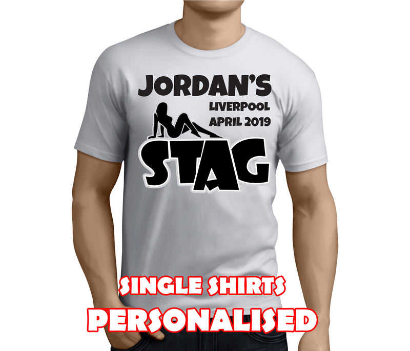 Sexy Silhouette Black Custom Stag T-Shirt - Any Name - Party Tee