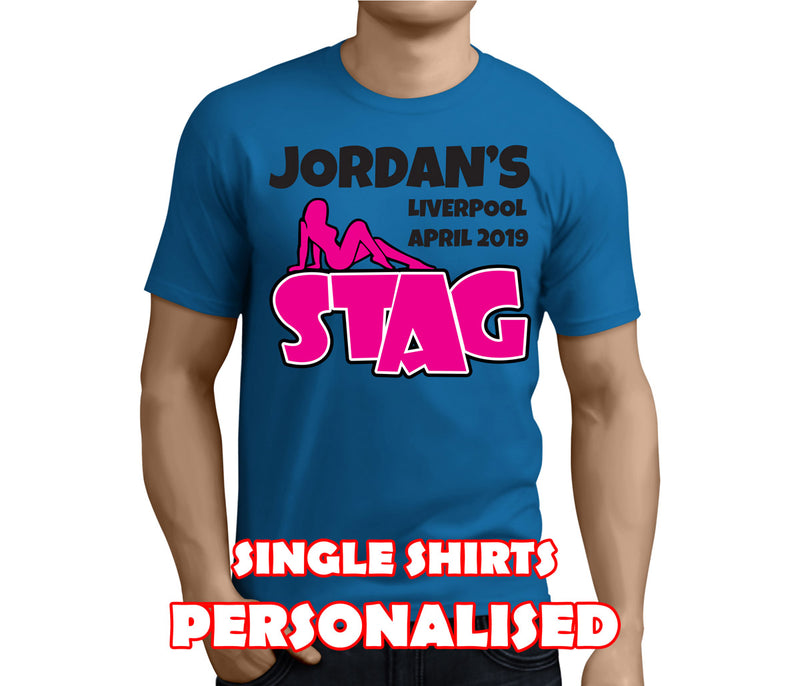 Sexy Silhouette Colour Custom Stag T-Shirt - Any Name - Party Tee
