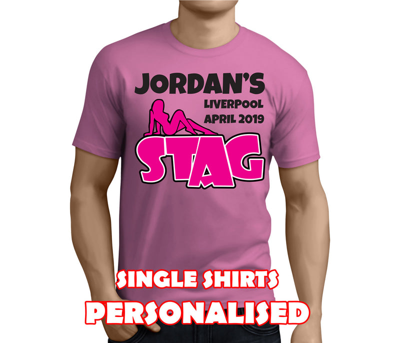 Sexy Silhouette Colour Custom Stag T-Shirt - Any Name - Party Tee