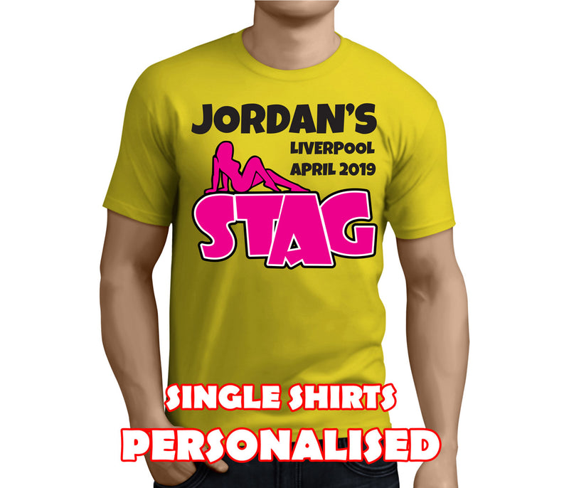 Sexy Silhouette Colour Custom Stag T-Shirt - Any Name - Party Tee