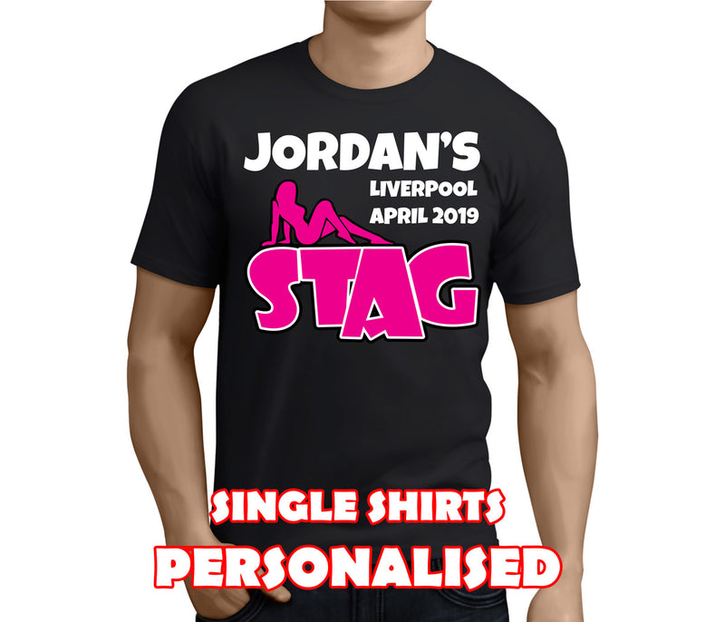 Sexy Silhouette White Custom Stag T-Shirt - Any Name - Party Tee