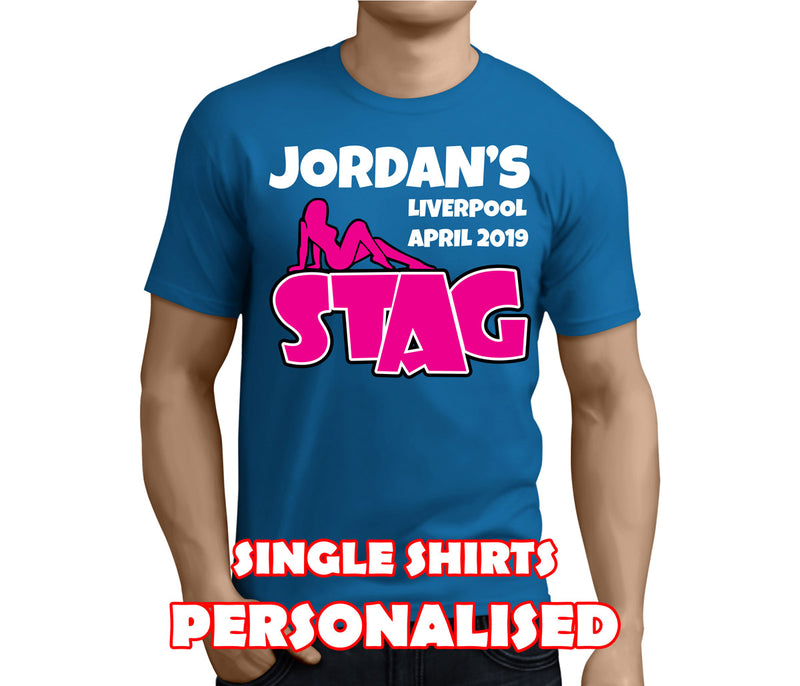 Sexy Silhouette White Custom Stag T-Shirt - Any Name - Party Tee